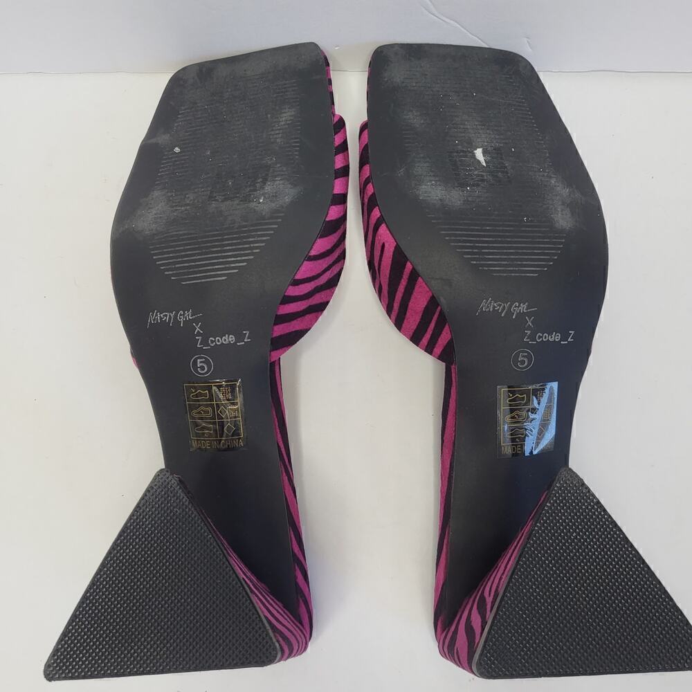 Nasty Gal X Z_code_z Zebra Print Flared Heel Mule… - image 5